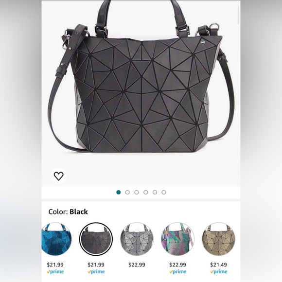 Geometric Tote Bag in iridescent Gray, Purple, and Green. - Picture 2 of 2